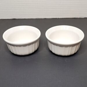 Corning Ware 4oz French White Ramekins Prep Bowls Microwave Oven Safe Set of 2